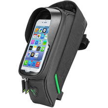 Load image into Gallery viewer, bicycle accessories bike cell phone storage bag touchscreen iphone android from above
